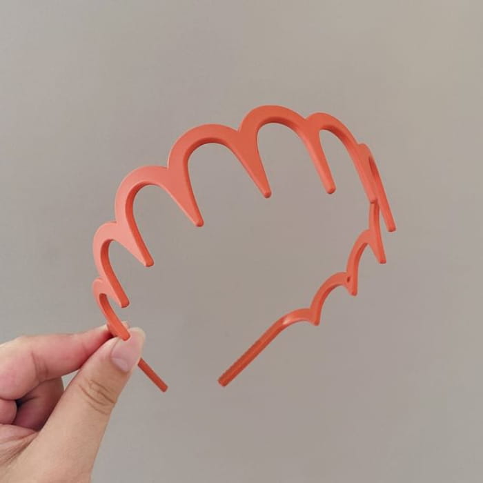 Plain Matte Scallop Edge Headband - Orange / One Size