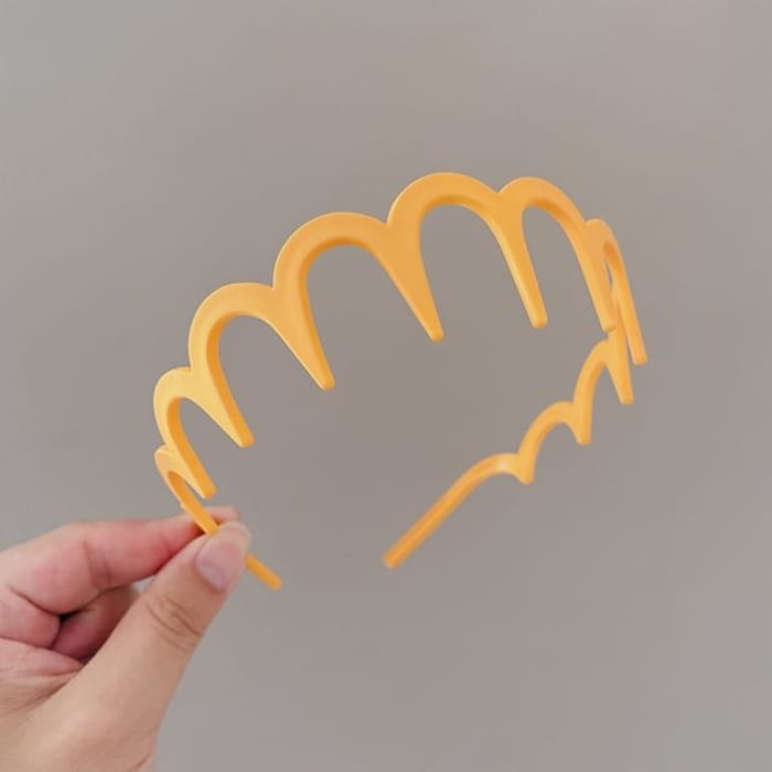 Plain Matte Scallop Edge Headband - Yellow / One Size