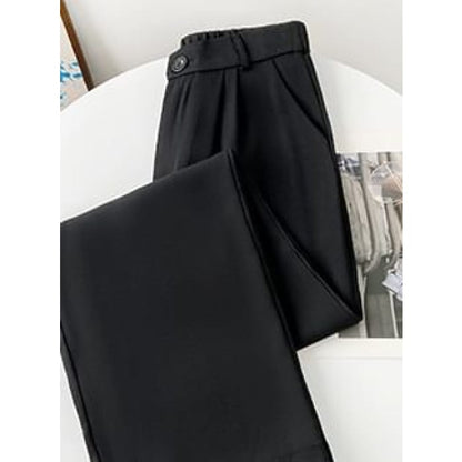 Plain Mid Rise Wide Leg Dress Pants