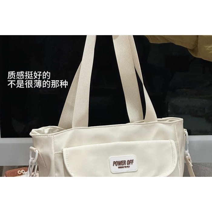 Plain Multi-Pocket Crossbody Tote Bag