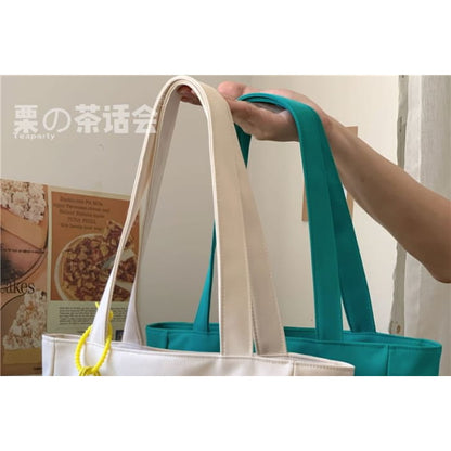 Plain Multi-Pocket Tote Bag