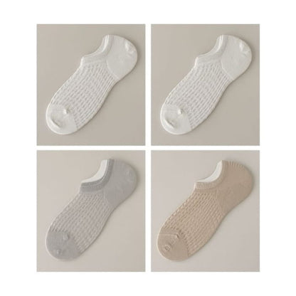 Plain No Show Socks Set - Of 4 Pairs - 2 White & 1 Pair