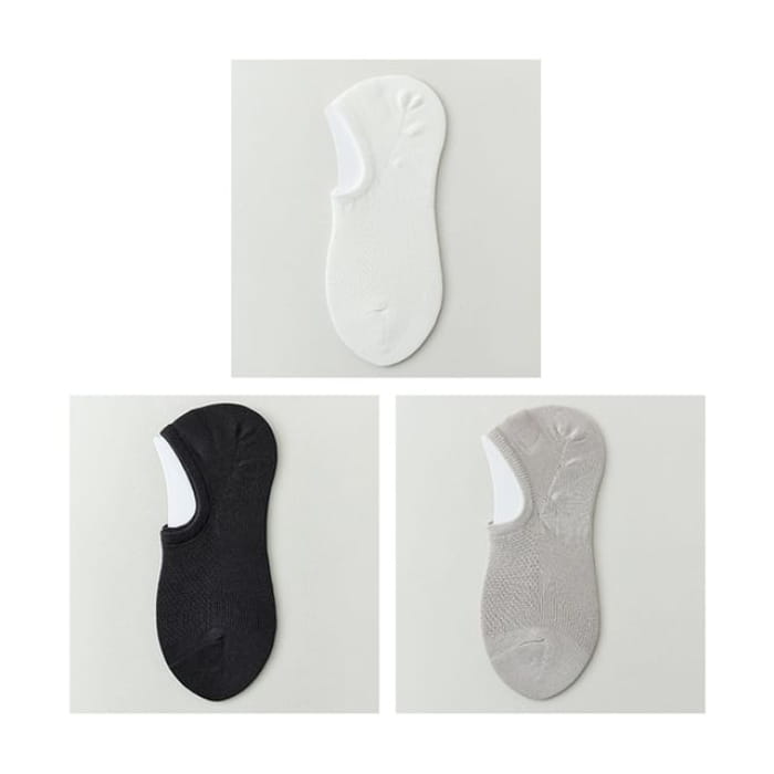 Plain No Show Socks Set - White & Dark Gray Light / One Size