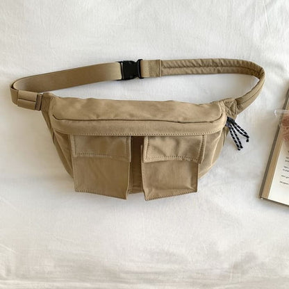 Plain Nylon Belt Bag - Almond / One SIze