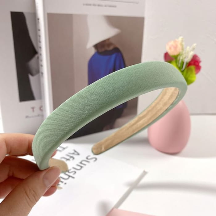 Plain Padded Headband - Light Green / One Size - Hair