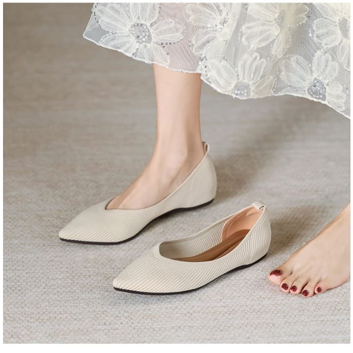 Plain Pointed Fabric Flats