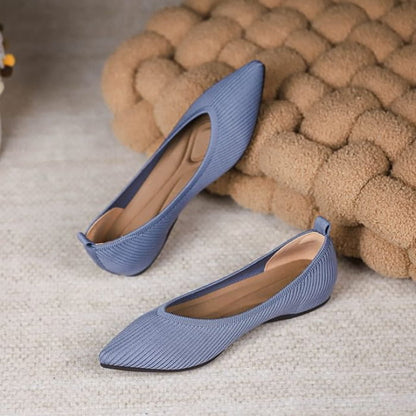 Plain Pointed Fabric Flats - Sky Blue / 34