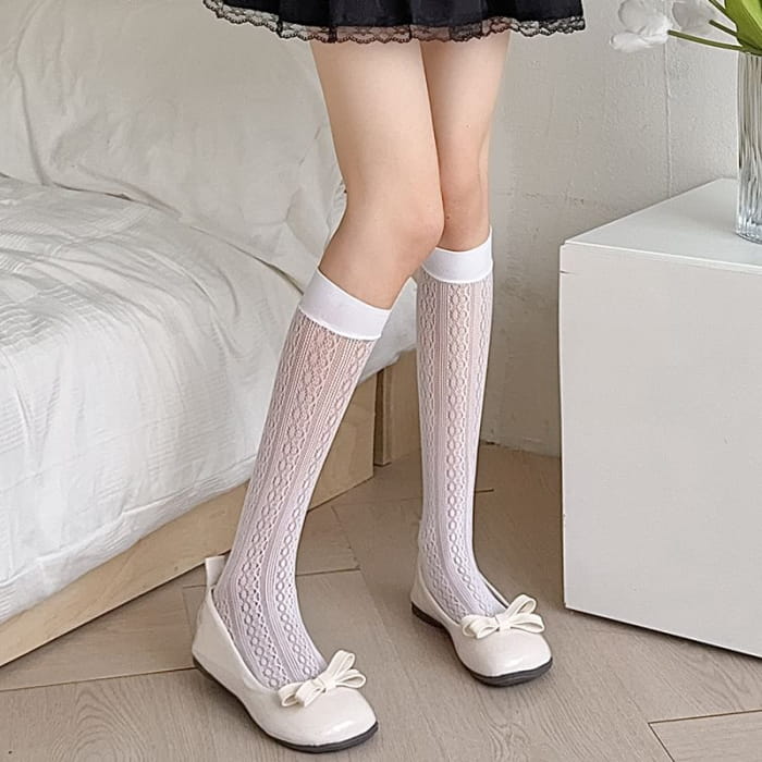 Plain Pointelle Socks