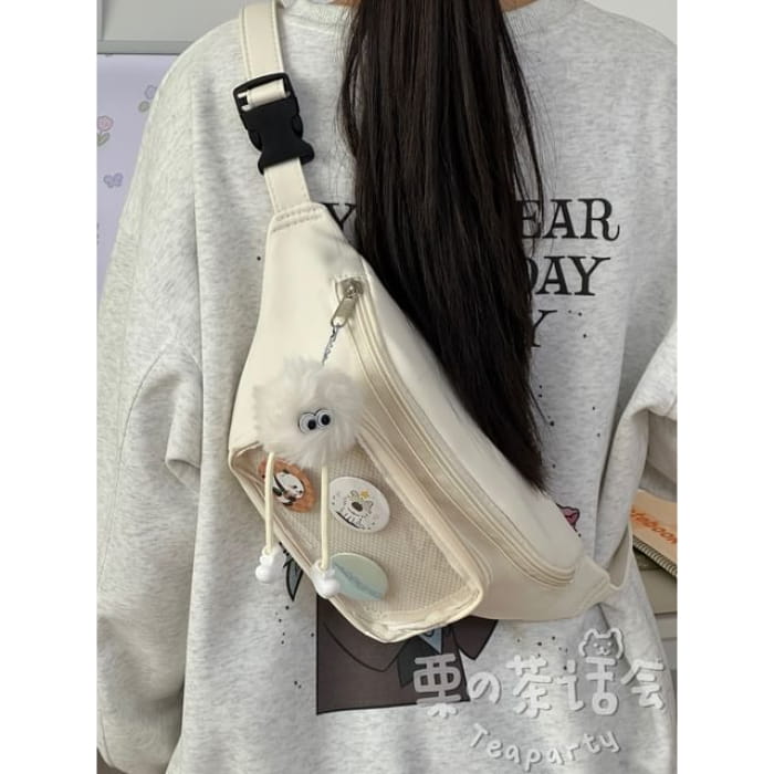 Plain PVC Panel Belt Bag / Charm / Set - With - Off-White