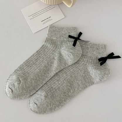 Plain Ribbed Bow Socks