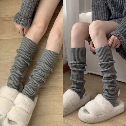 Plain Ribbed Knee Leg Warmers / Set - of 2 Pair - Long