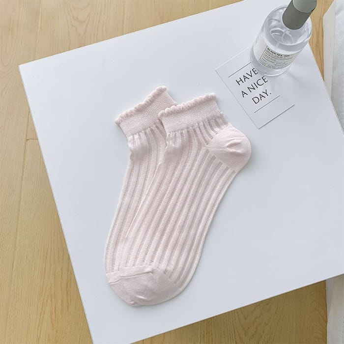 Plain Ribbed Sheer Ankle Socks