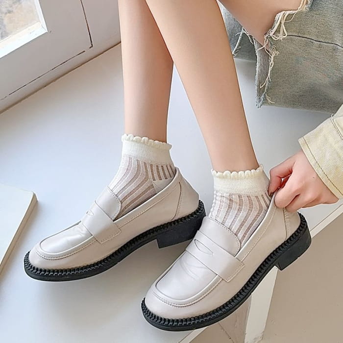 Plain Ribbed Sheer Ankle Socks