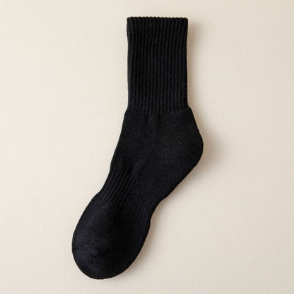 Plain Ribbed Socks / Set - 2 Pairs - Black / One Size