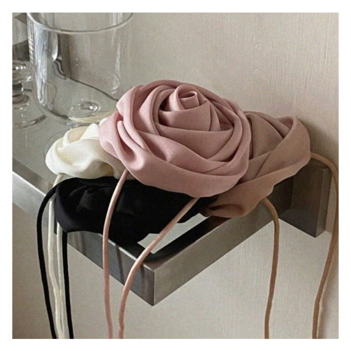 Plain Rose Choker - Beige / One Size