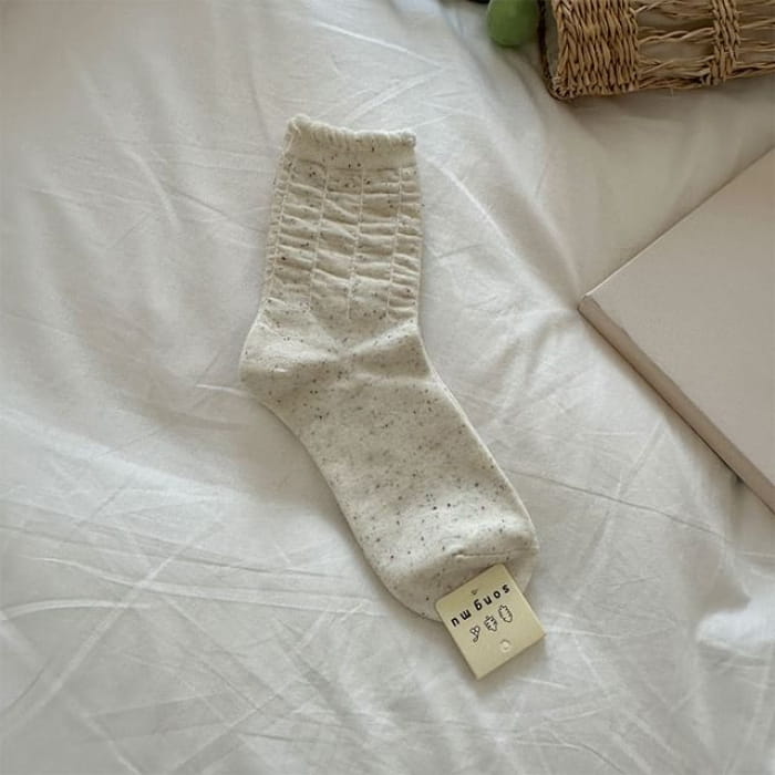 Plain Ruched Socks - 1 Pair - Light Gray / One Size