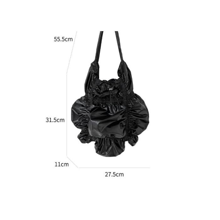 Plain Ruffled Drawstring Tote Bag