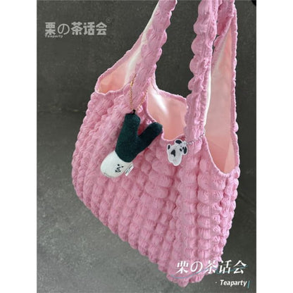 Plain Shirred Tote Bag / Charm / Set - Shoulder