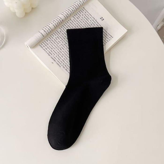 Plain Short Socks - Black / One Size