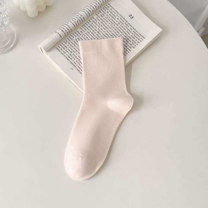 Plain Short Socks - Light Orange / One Size