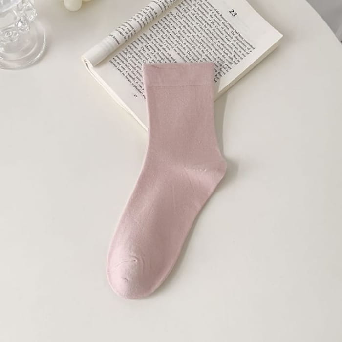 Plain Short Socks - Nude Pink / One Size