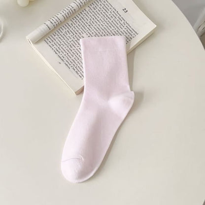 Plain Short Socks - Purple Pink / One Size