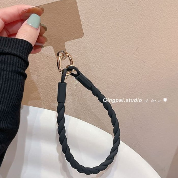 Plain Silicone Mobile Phone Hanging Decoration - Black