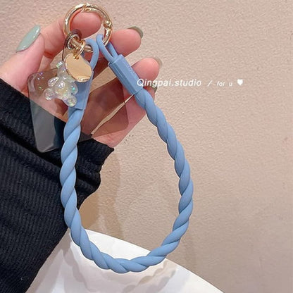 Plain Silicone Mobile Phone Hanging Decoration - Blue