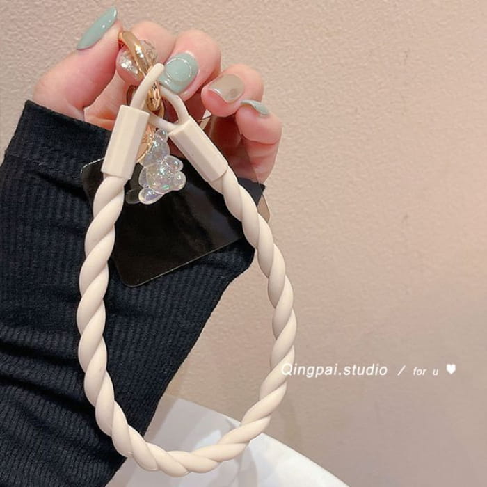 Plain Silicone Mobile Phone Hanging Decoration - Milky