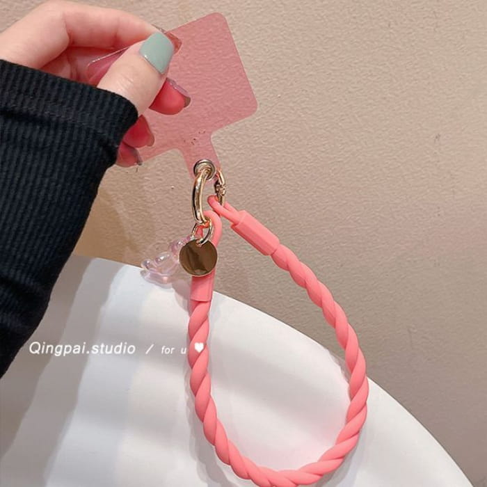 Plain Silicone Mobile Phone Hanging Decoration - Pink