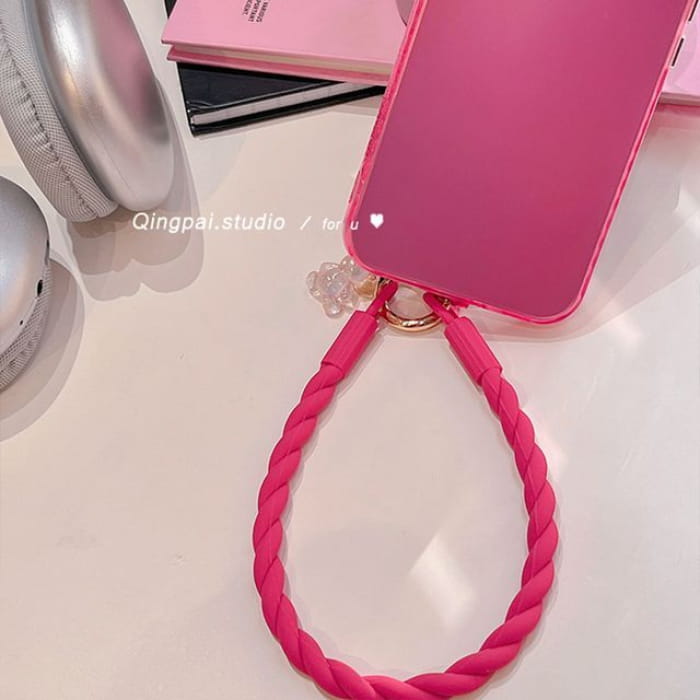 Plain Silicone Mobile Phone Hanging Decoration - Rose Pink