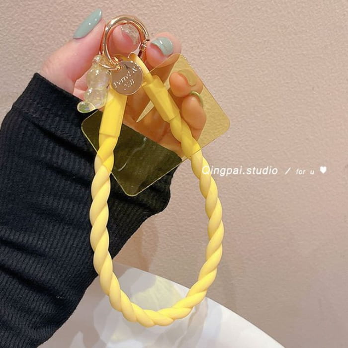 Plain Silicone Mobile Phone Hanging Decoration - Yellow