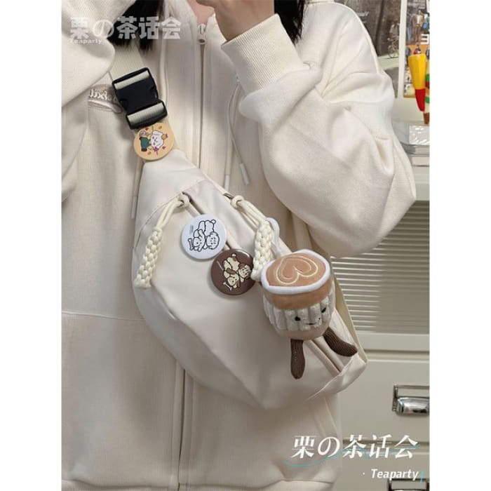 Plain Sling Bag / Badge / Charm / Set - Cappuccino