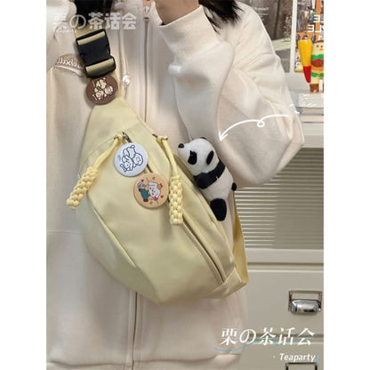 Plain Sling Bag / Badge / Charm / Set - With Panda - Yellow