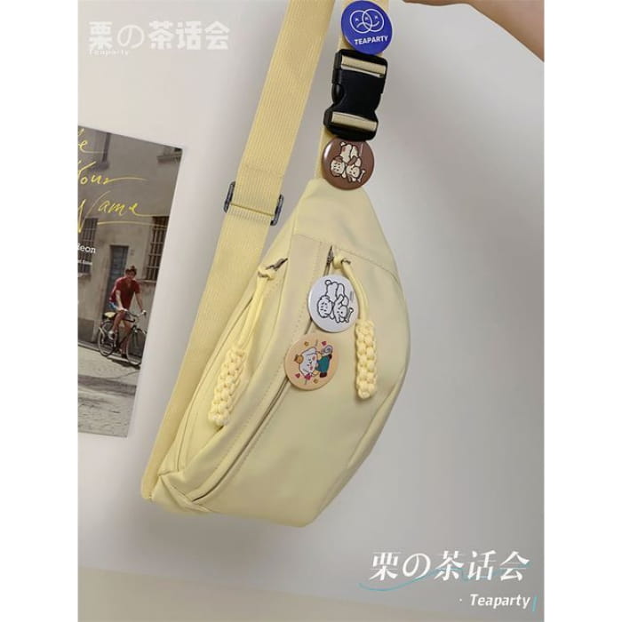 Plain Sling Bag / Badge / Charm / Set - Yellow / One Size