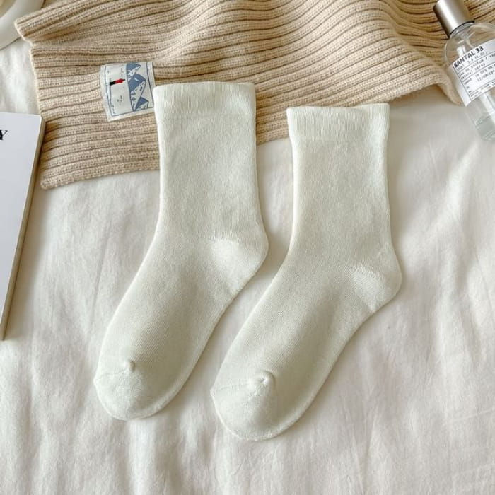 Plain Socks - Beige / One Size