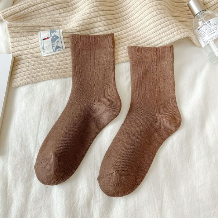 Plain Socks - Dark Brown / One Size