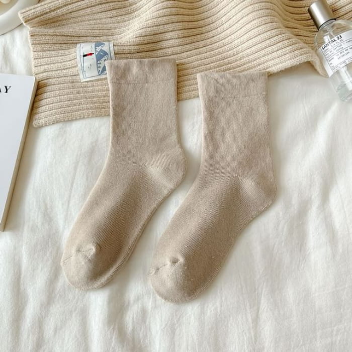 Plain Socks - Light Khaki / One Size