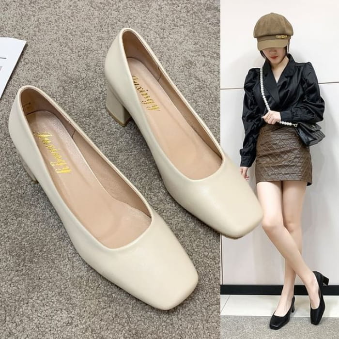 Plain Square Toe Pumps