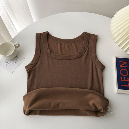 Plain Tank Top - Brown / One Size