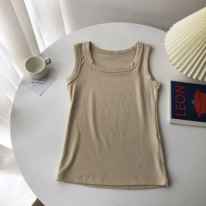 Plain Tank Top - Nude / One Size