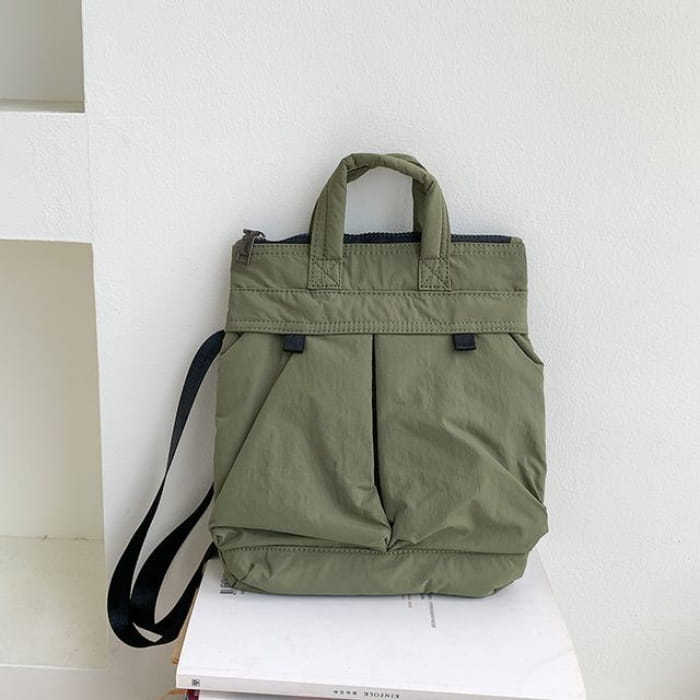 Plain Top Handle Crossbody Bag - Army Green / One Size