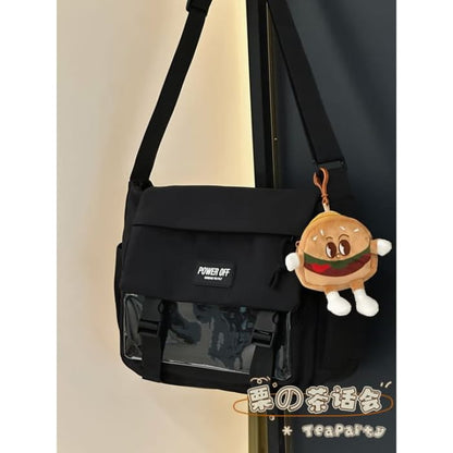 Plain Transparent Panel Messenger Bag - With Hamburger