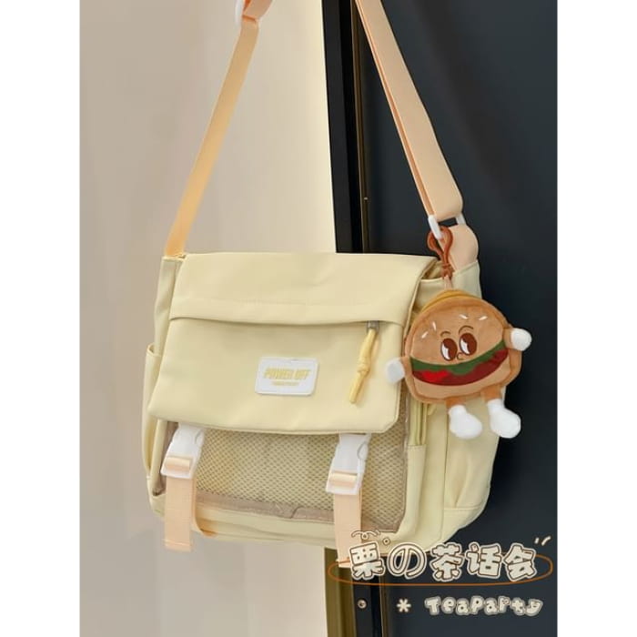 Plain Transparent Panel Messenger Bag - With Hamburger