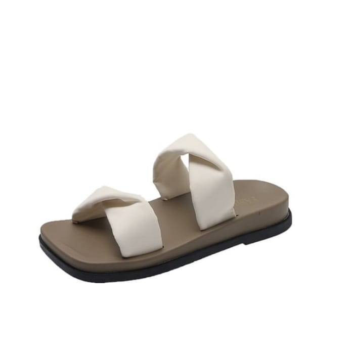 Plain Twist Slide Sandals - Off-White / 35