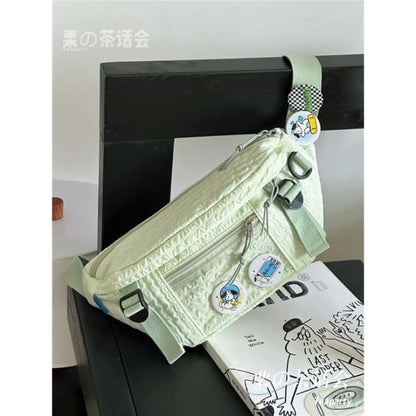 Plain Waist Bag / Charm / Pin / Set - Light Green / One Size