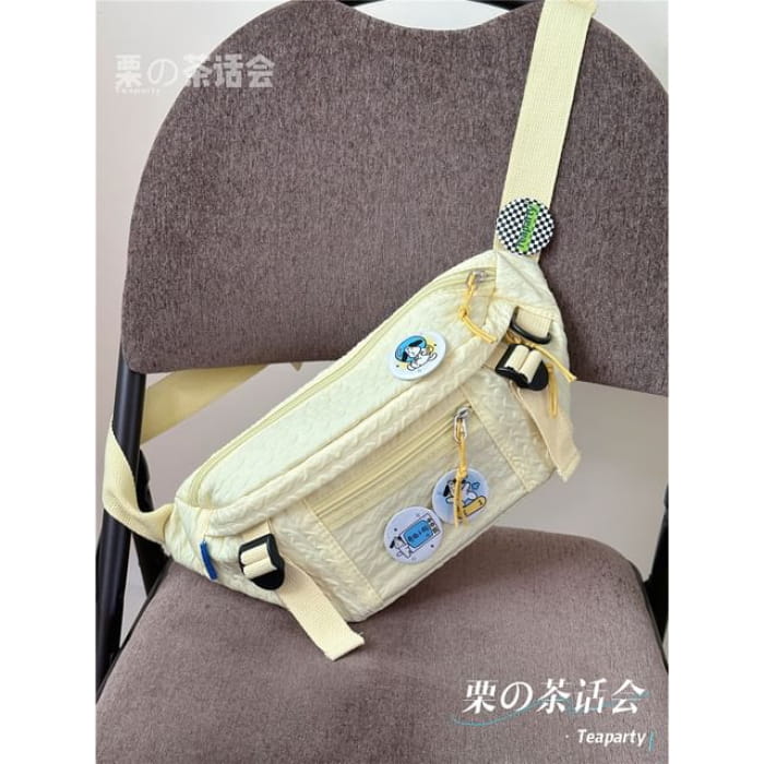 Plain Waist Bag / Charm / Pin / Set - Light Yellow