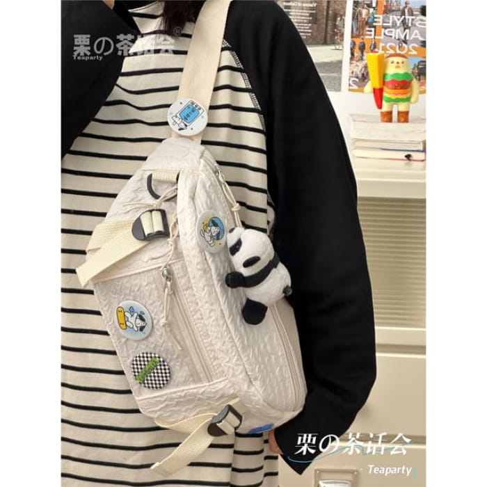 Plain Waist Bag / Charm / Pin / Set - With Panda