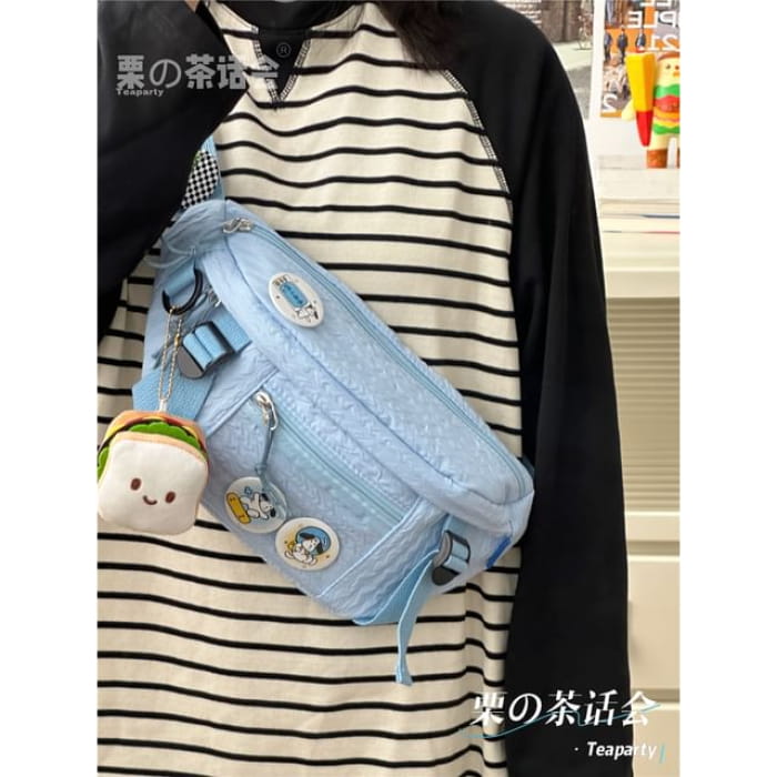 Plain Waist Bag / Charm / Pin / Set - With Toast - Blue