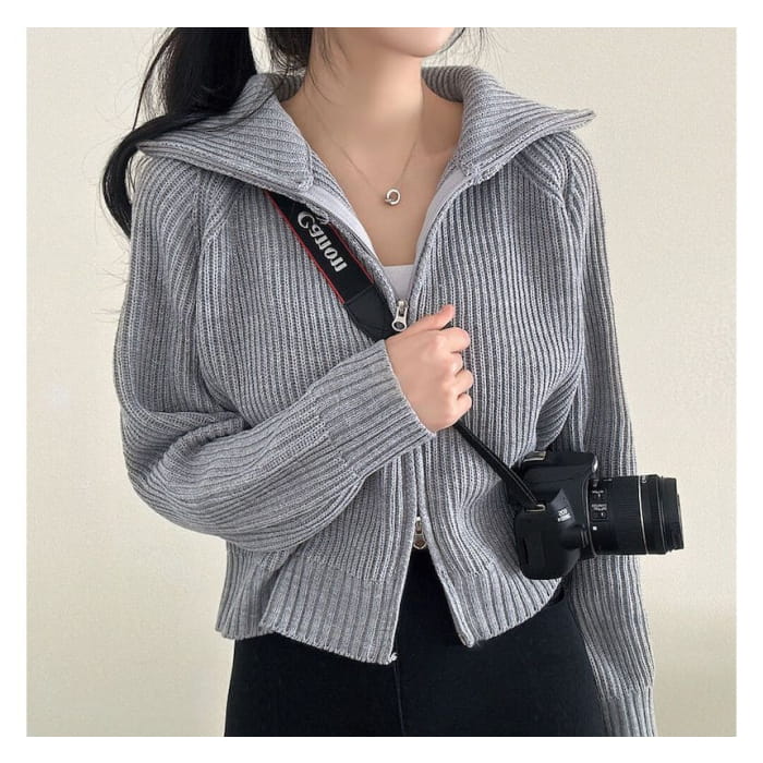 Plain Zip Cardigan